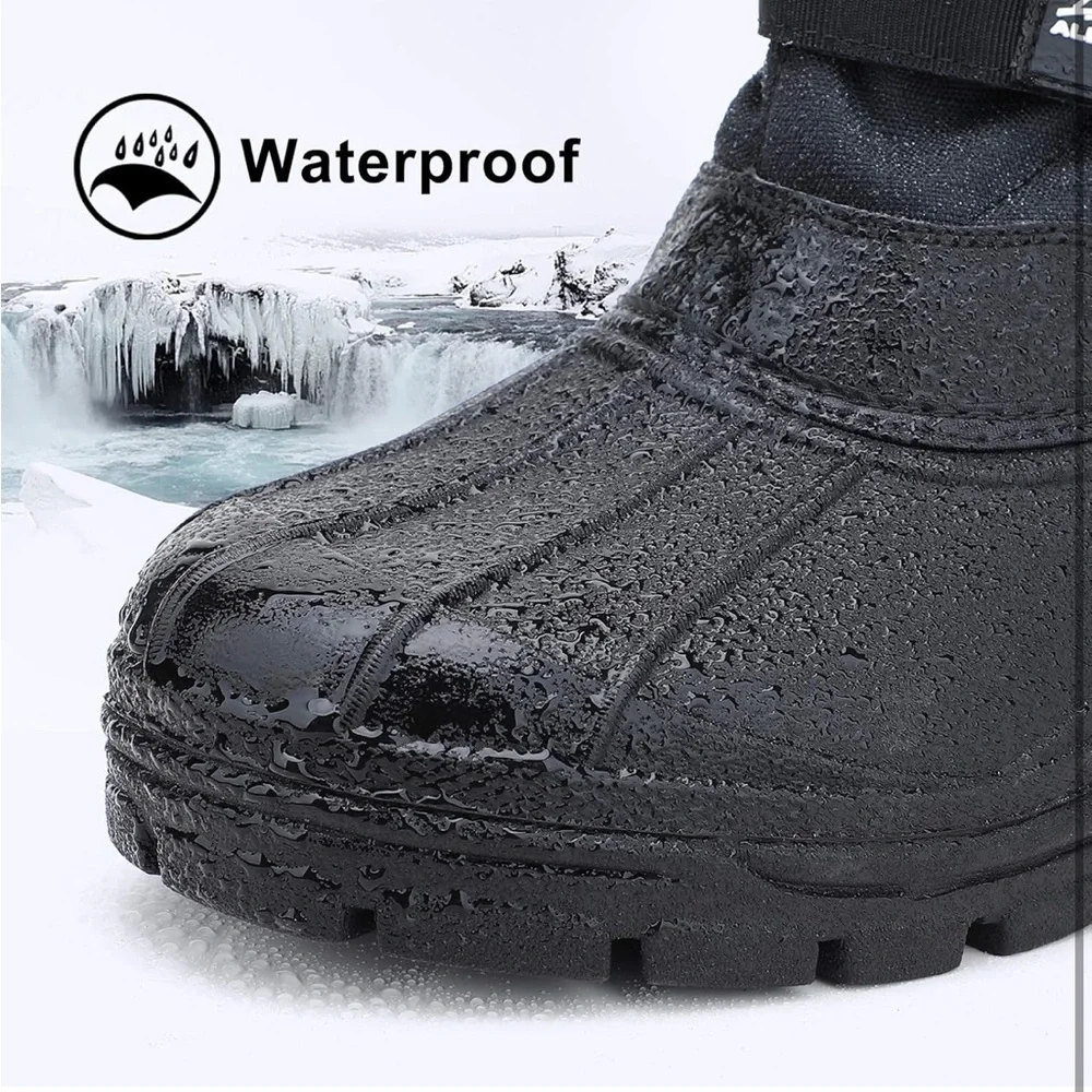 ALEADER Winter Boots For Men, Waterproof Snow Boots Hiking Shoes Black 12/731
